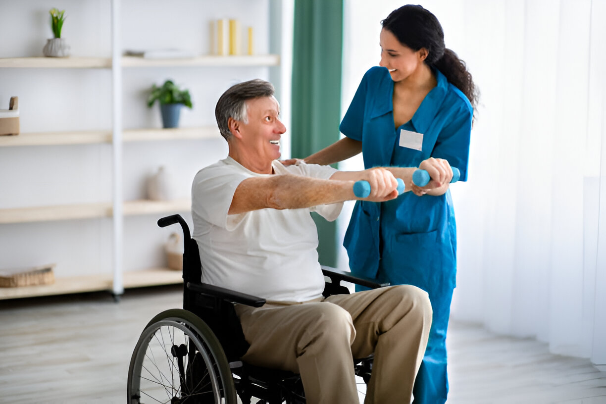 Physiotherapist providing home care